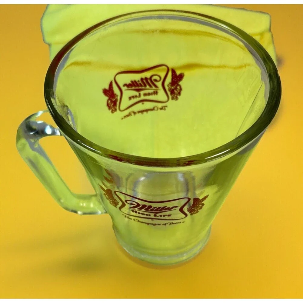 Bar Style Miller High Life Heavyweight Beer Pitcher 5x7 Inch Thick Walled 32 oz
